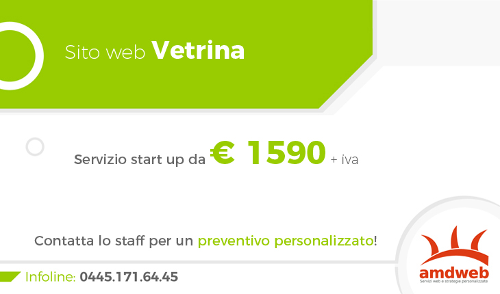 Servizio sito vetrina amdweb da 1590 euro Servizio sito vetrina amdweb da 1590 euro
