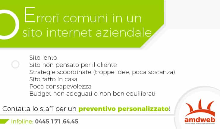 Errori comuni di un sito web