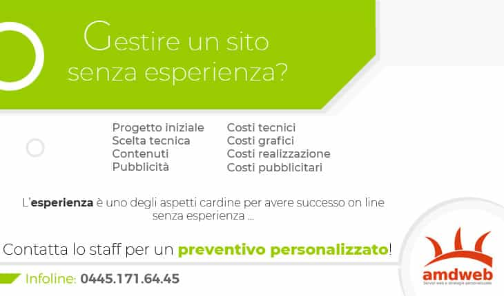 Gestire  un sito senza competenze non è mai un risparmio perchè non porta risultati. Affidati a professionisti del settore.amdweb mette le sue competenze al tuo servizio